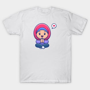 Cute girl moslem sitting and greeting T-Shirt